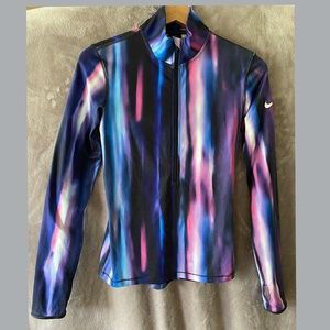 🎉NikePro Dri-Fit Front Zip Pullover, Size Small, Blue/Pink/White Tie Dye